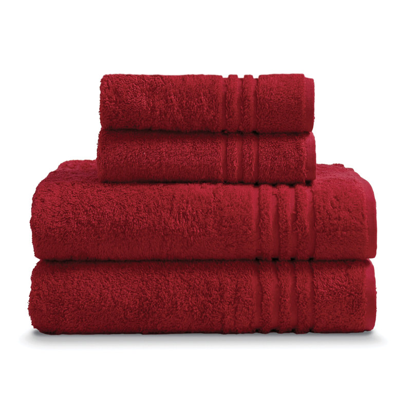 Cotton Hand-Body Towel Set (Set of 4), Red