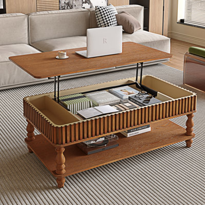 Table basse à plateau relevable avec tablette