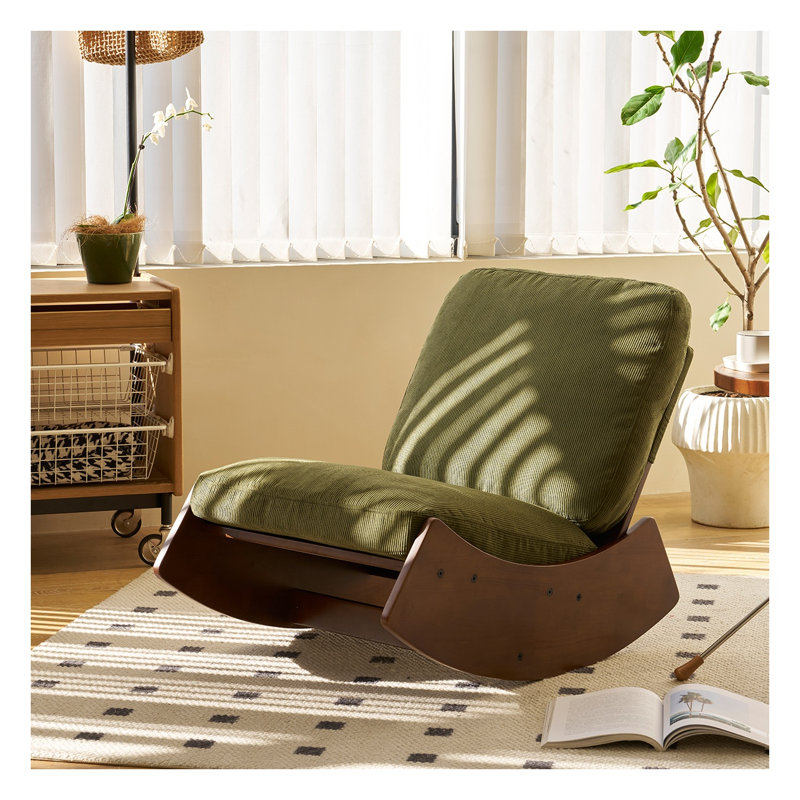 Chaise berçante Glider avec revêtement haut dossier, tissu vert