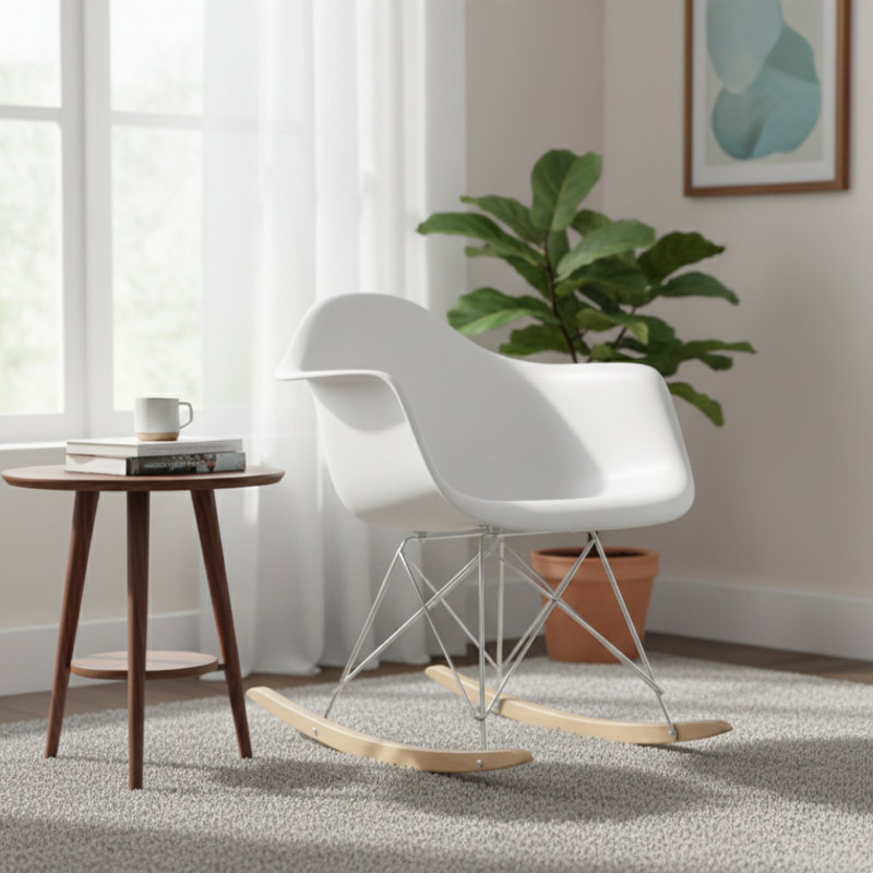 Chaise berçante en plastique Matias, Blanc