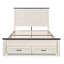 Base de lit double en bois de ferme avec tête de lit 52 po, grands tiroirs de rangement, crème-18211686-9616788