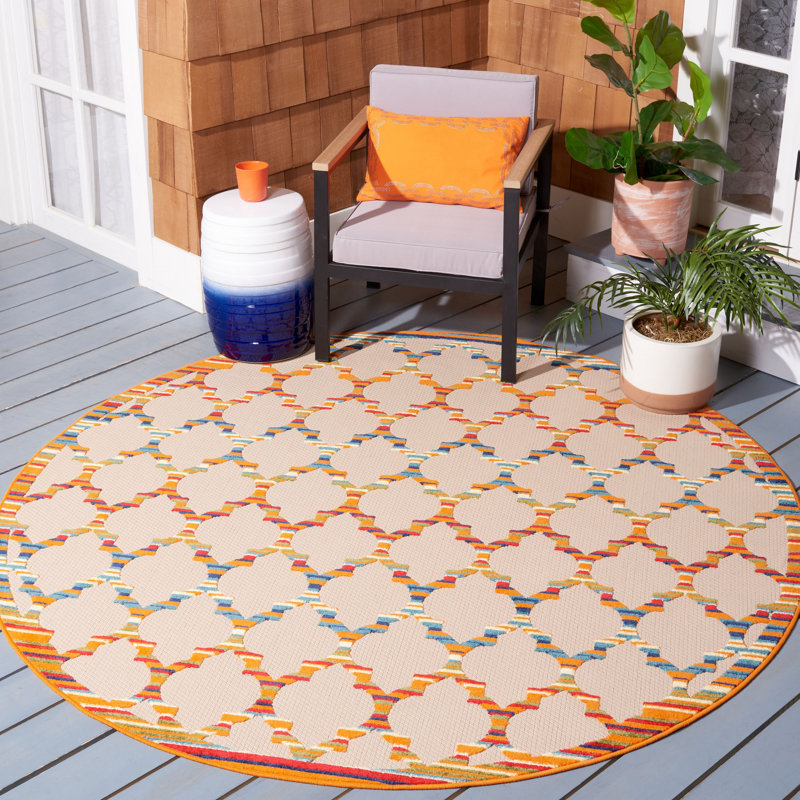 Tapis à performance géométrique Dellora, Rond 6 pi 7 po