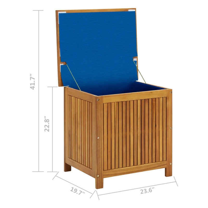 Table de rangement pour l'extérieur, bois d'acacia avec plateau rabattable, structure à lattes