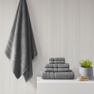 Aegean Charcoal 100% Turkish Cotton Casual 6-Piece Towel Set