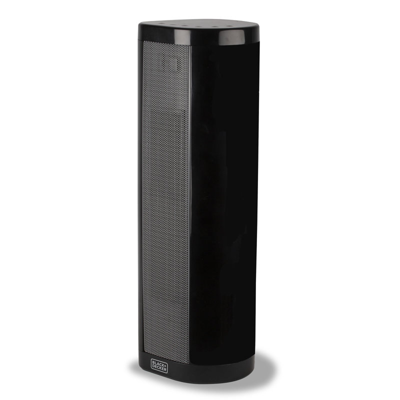 Black Ceramic Electric Tower Heater with Adjustable Thermostat