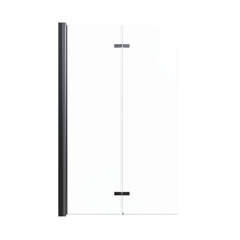 Porte de salle de bain pivotante 34 po x 58 po, verre trempé, noir mat, douche de baignoire en verre transparent épais de 6 mm 34 po x 58 po, imperméable, facile à installer