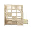 Lit superposé double au-dessus de double avec escalier de rangement, lit superposé au sol en bois massif avec tablettes de rangement, lits superposés peu encombrants avec garde-corps de clôture-543827219