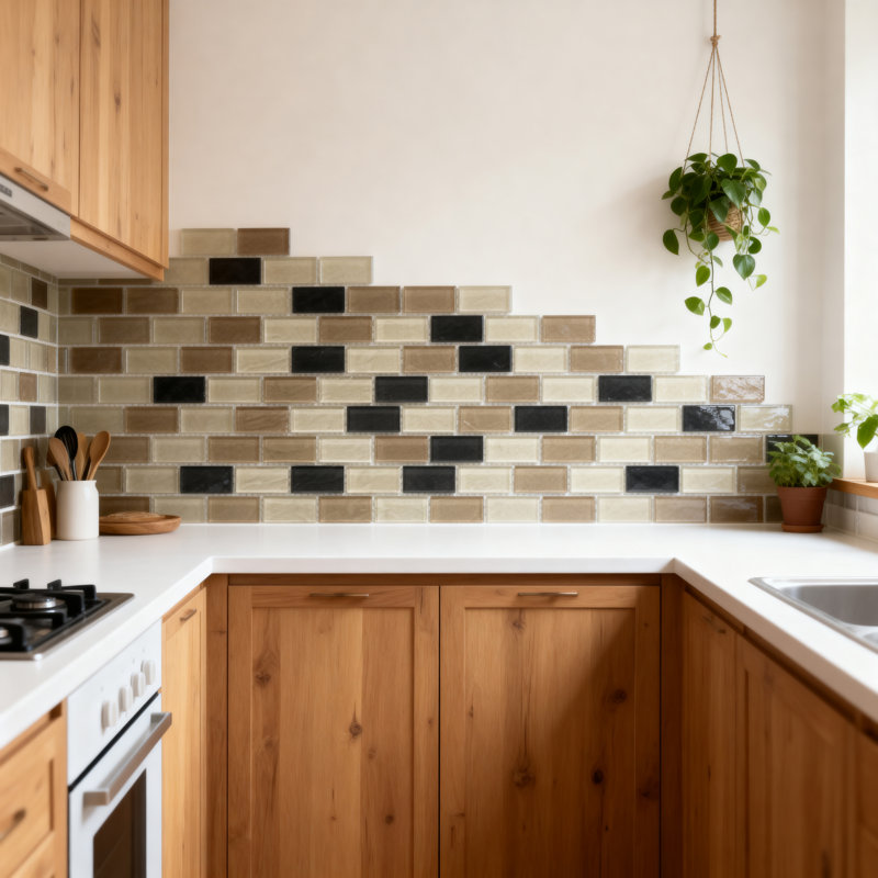 Carreau de mosaïque pour mur et piscine en verre texturé à bords droits de 1 po x 2 po Geo