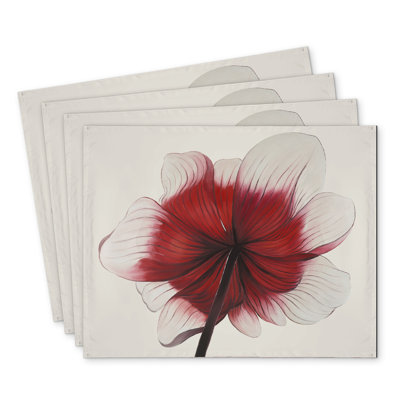 Anemone Red Flower Polyester Mindaugas Set of 4 - Home Decor