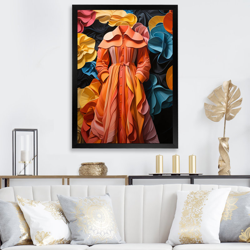 Impression sur toile Fashion Haute Couture Elegance II, H 44 po x l 34 po x P 1,5 po, Cadre photo noir
