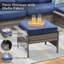 Ensemble de 2 repose-pieds d'extérieur en rotin gris avec coussins bleus pour la cour ou la terrasse-1044106802