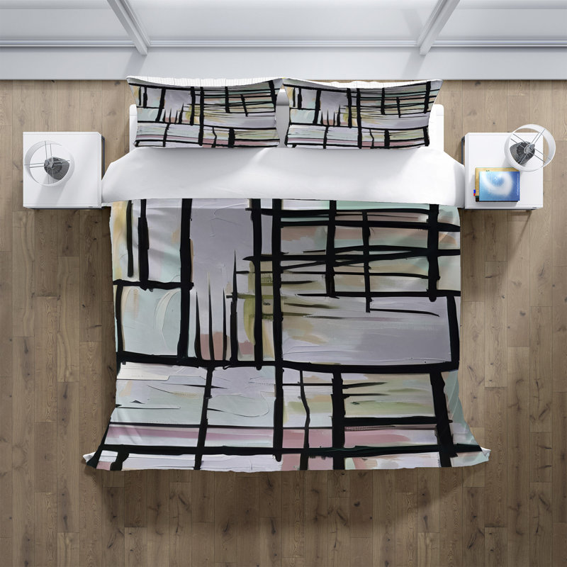 Polyester Abstract Duvet Cover, Twin Duvet Cover + 1 Queen Sham