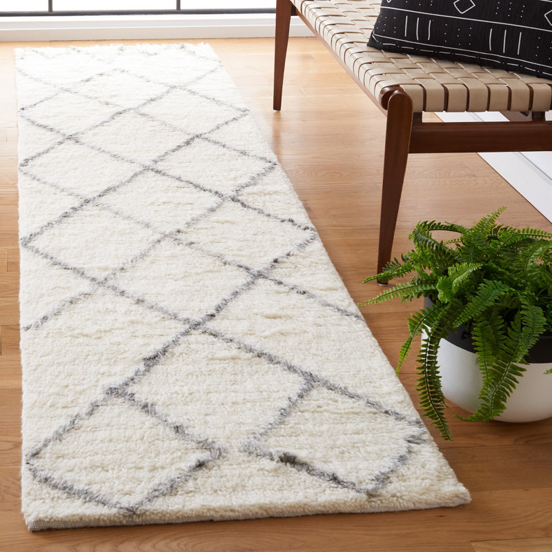 Tapis géométrique tissé à la main An baie, Tapis de couloir 2 pi 3 po x 9 pi