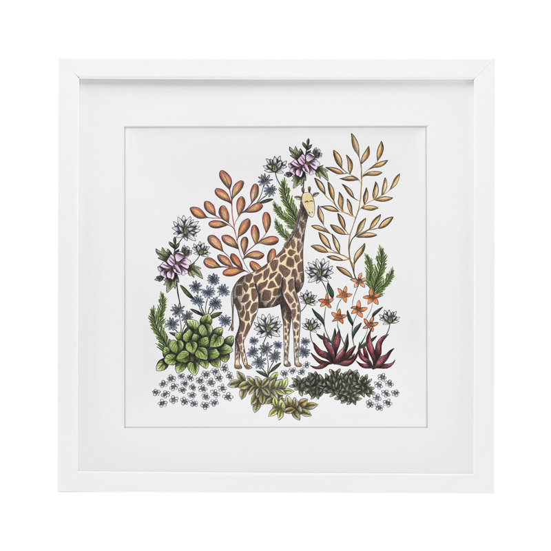 «Jungle Wildlife Giraffe», reproduction encadrée sous verre, conception de Cecilia Battaini, H 13 po x l 13 po
