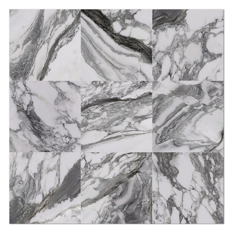 Senzia Square 7.87 in. x 7.87 in. Matte Porcelain Marble look Floor and Wall Tile, Gray/Black