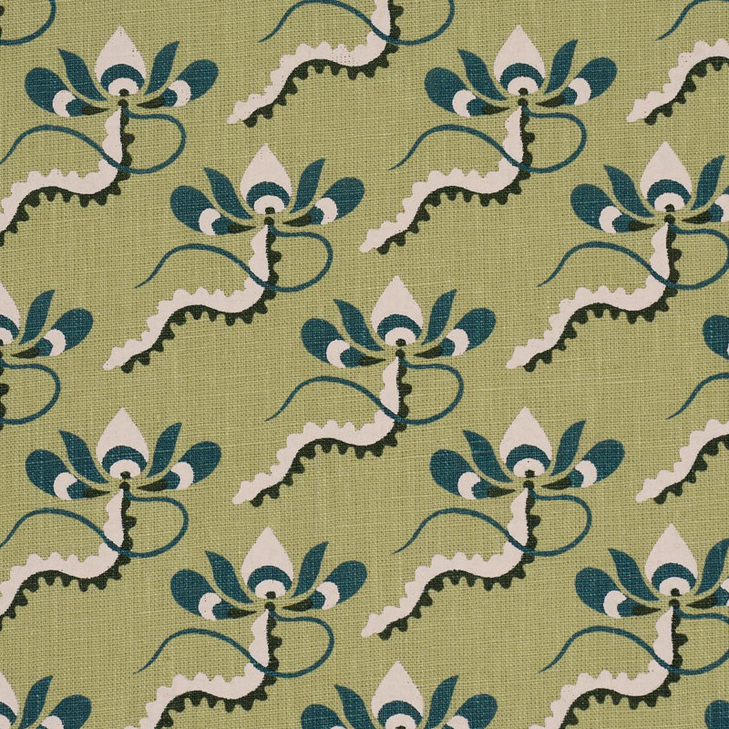 Tissu arc-en-ciel Schumacher X Laura Gonzalez Bombay, Vert