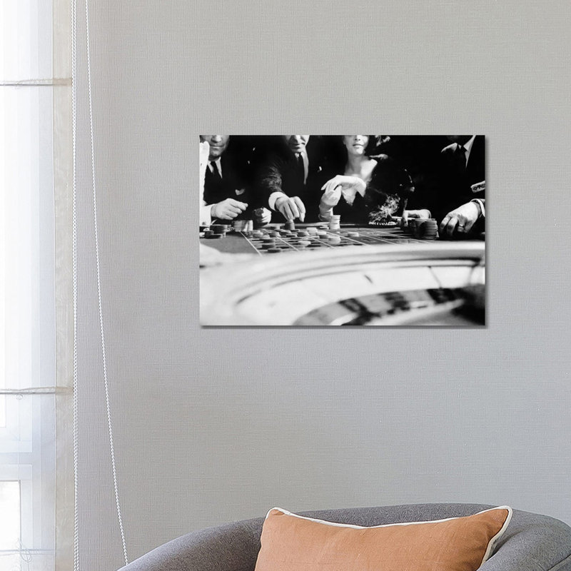 1960s Four Anonymous Unidentified People Gambling Casino Roulette 1 Piece Wrapped Canvas Wall Art