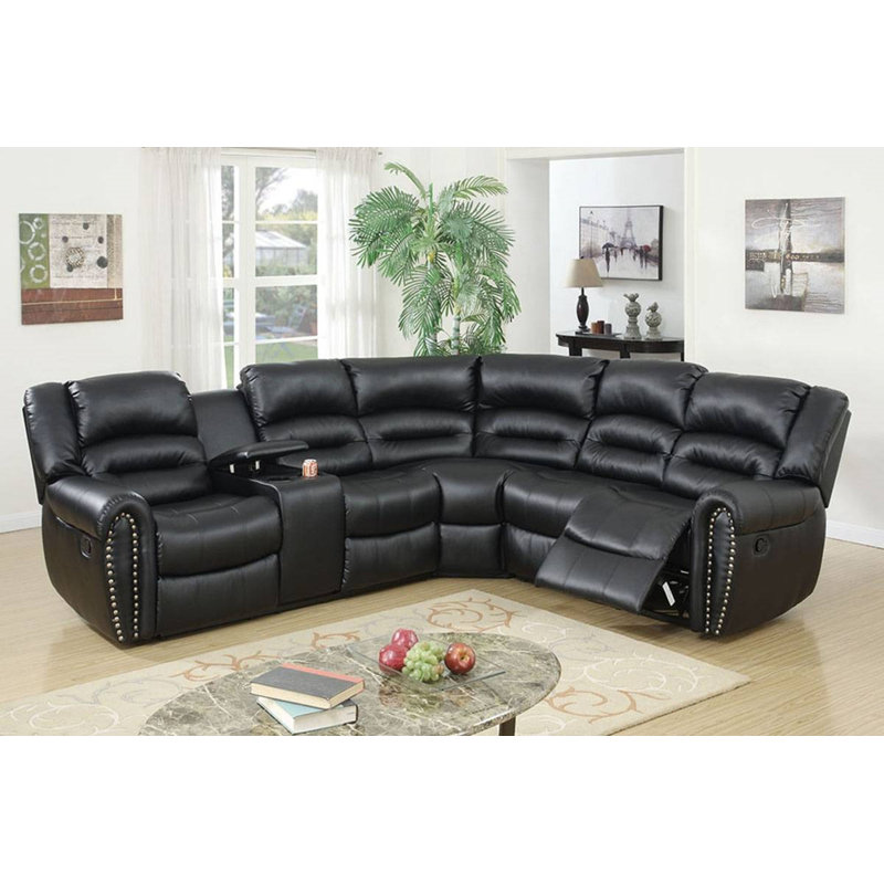 Ensemble modulaire inclinable 3 pièces Palomares, Cuir lié noir