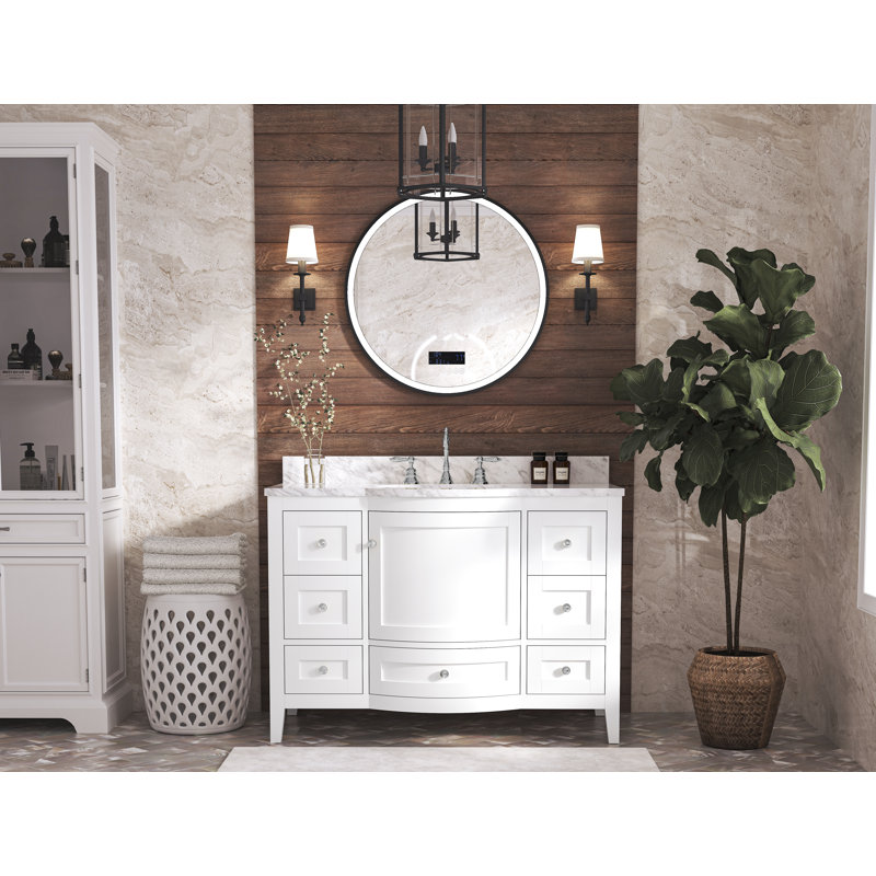 Ensemble de meuble-lavabo simple 48 po Lauren, Nickel brossé, Blanc