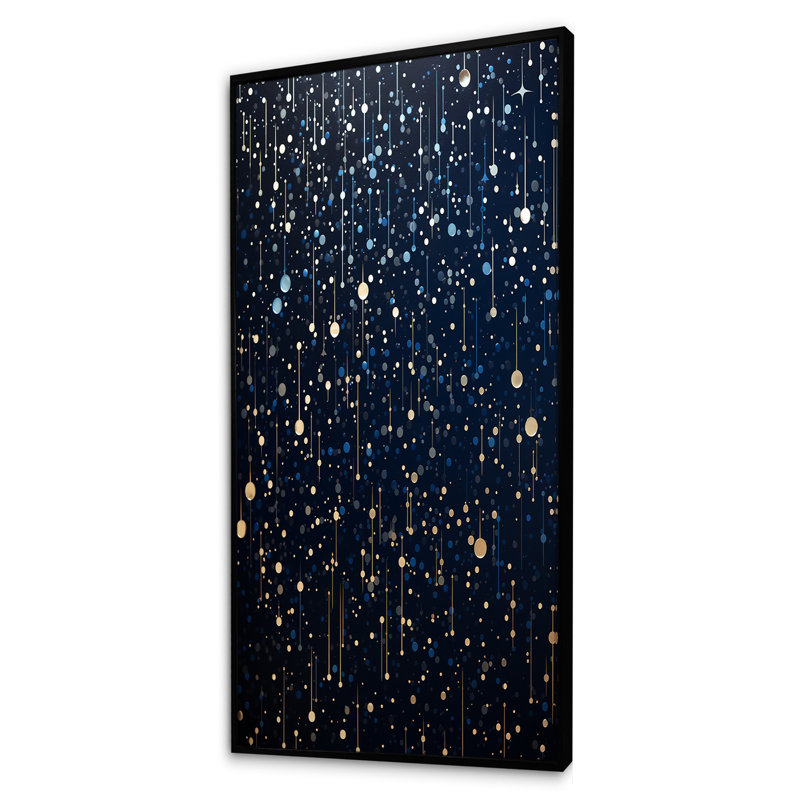 Indian Art Starry Night Sky 1 - Art mural indien, Cadre flottant noir, H 60 po x l 28 po x P 1,5 po