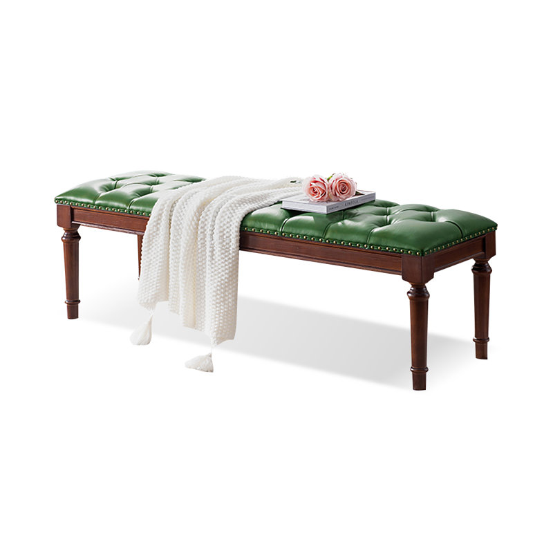 Long banc vert en cuir de style chambre à coucher et vestibule, H 17,72 po x l 55,12 po x P 15,75 po, Vert