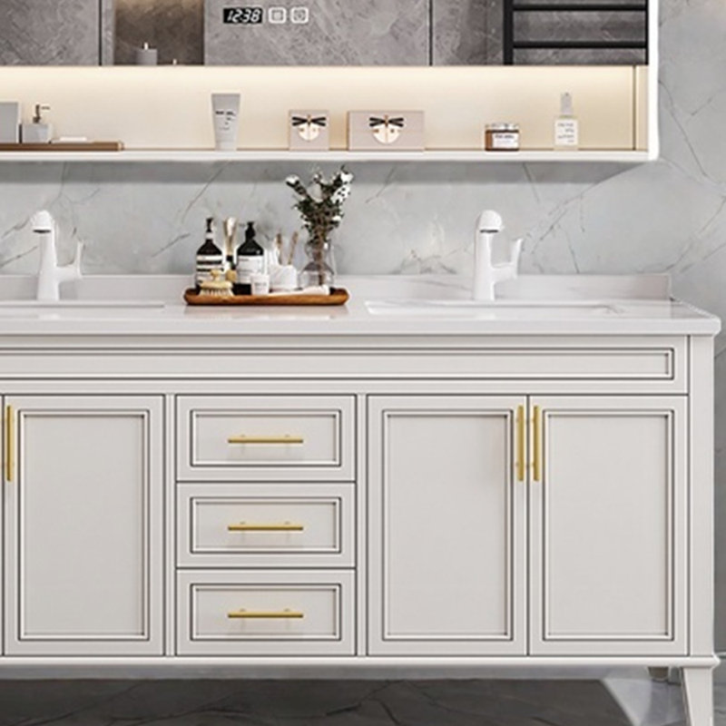 Simple modern French style bathroom cabinet, 32.28'' H x 55.12'' W x 21.65'' D, Off-white