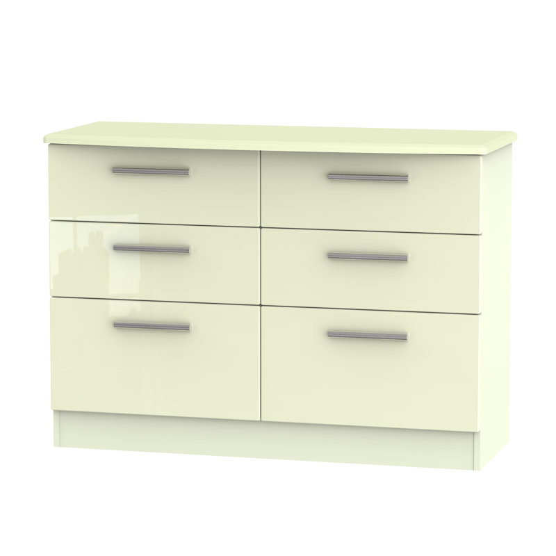 Fully Assembled Yvette 6 Drawer Chest, Cream