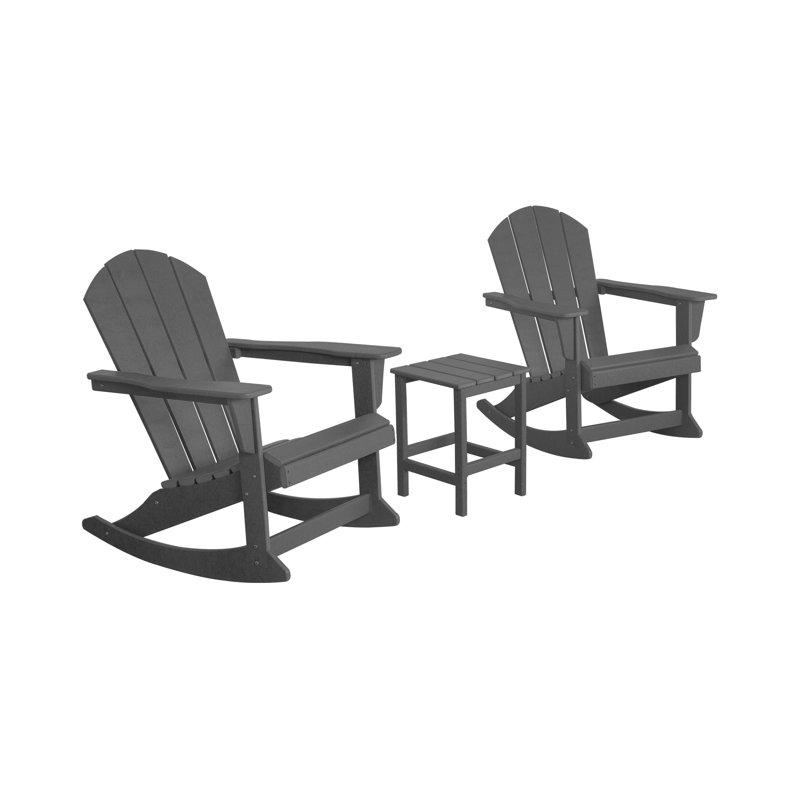 Laguna Rocking Outdoor Adirondack Chair With Table, Dark Gray