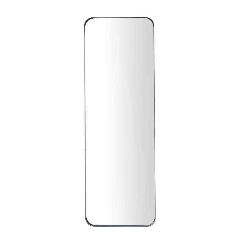 Metal Minimalistic Wall Mirror with Thin Frame, Black, 35.5'' x 12''