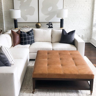 Michael Weiss Tucker 44.5" Wide Tufted Square Cocktail Ottoman with Storage