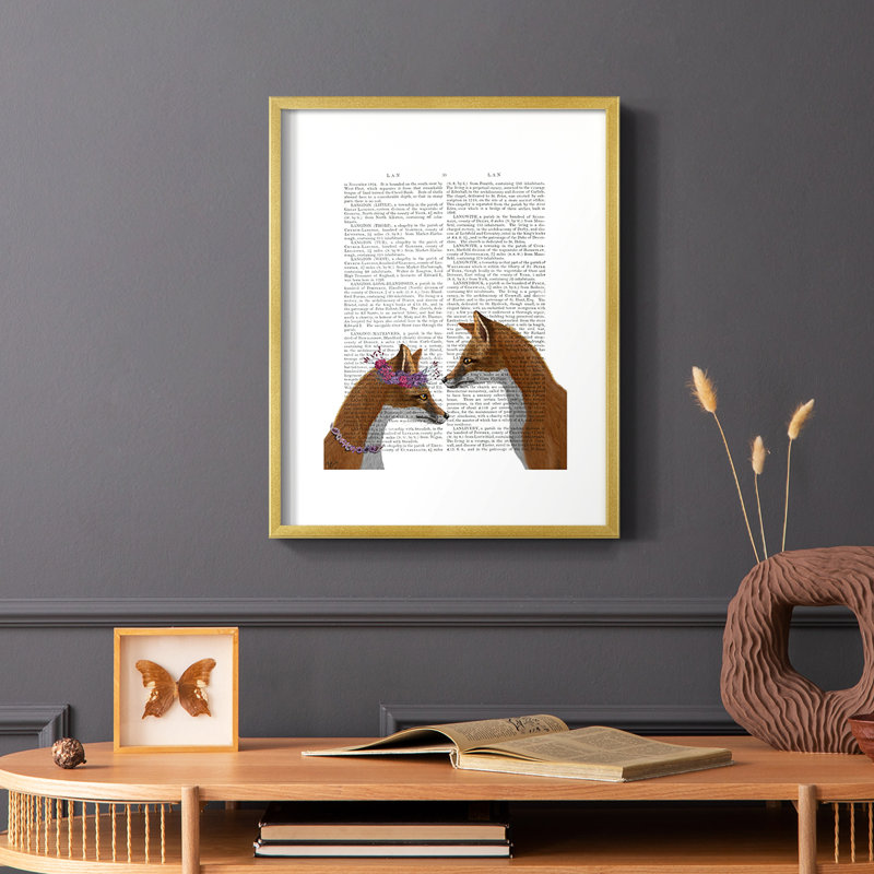 Fox Lovers Framed Print - Solid Wood, 10" H x 8" W