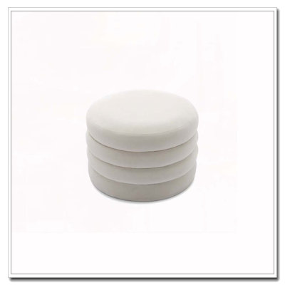 Storage Round Ottoman Footstool With Wooden Shelving