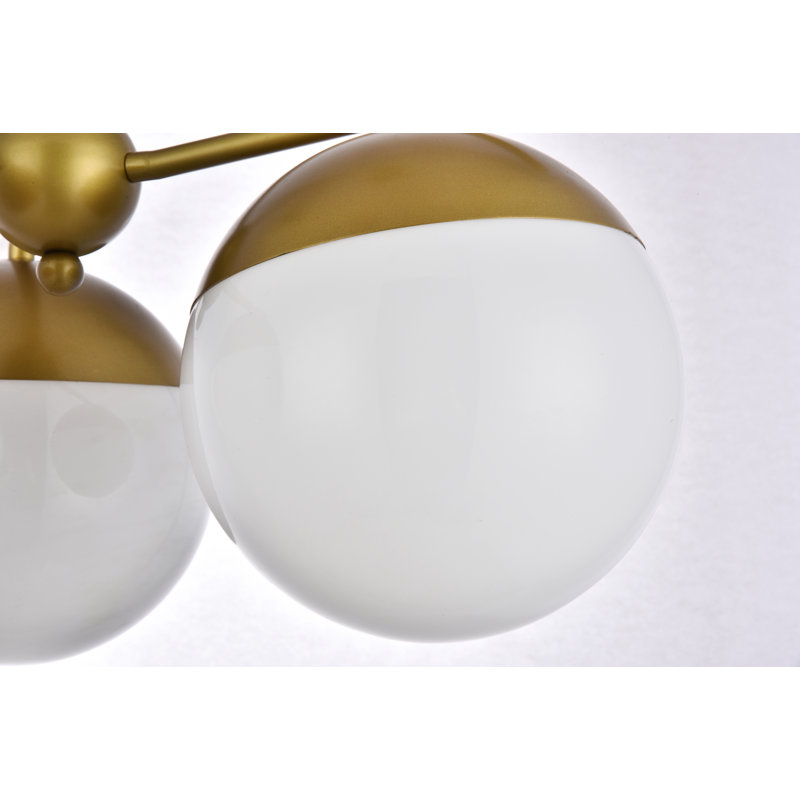Yearby 3-Light Chandelier, Laiton, Blanc givré