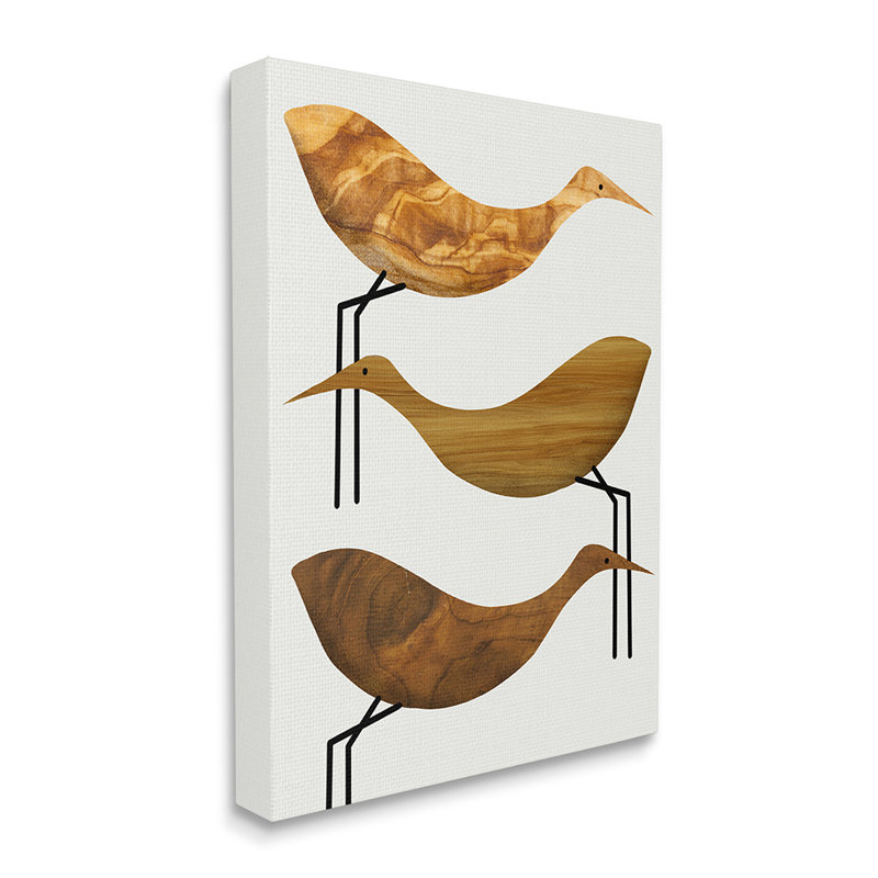 «Abstract Abstract Wood Storks Rustic Birds» par Daphne Polselli, reproduction d'art graphique, Toile tendue
