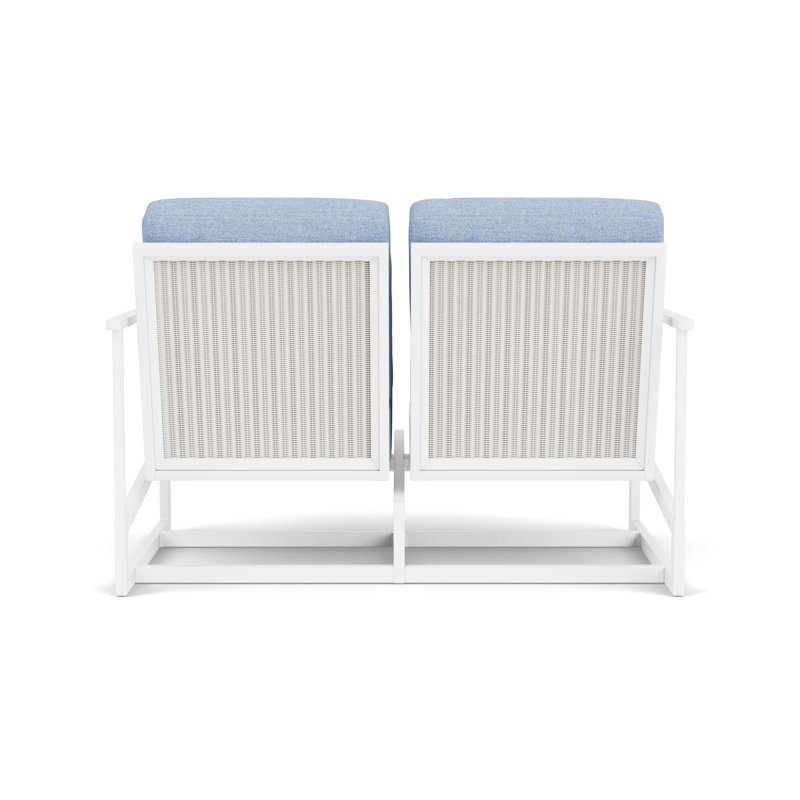 Outdoor Summit Rocker Bench with Cushions, White, Demo Skyway, Matte White