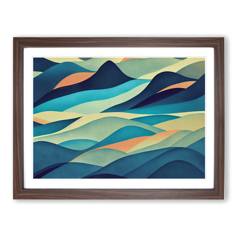 Showstopping Abstract Mountains - Framed Print, 46cm H x 64cm W x 2cm D, Walnut
