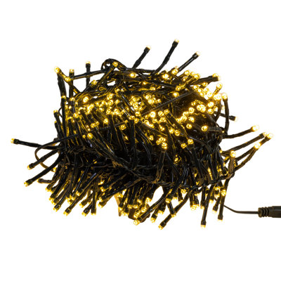 Kurt Adler 16' 480L Pure White & Warm White Multifunction 5MM LED Green Wire Cluster Garland + Remote