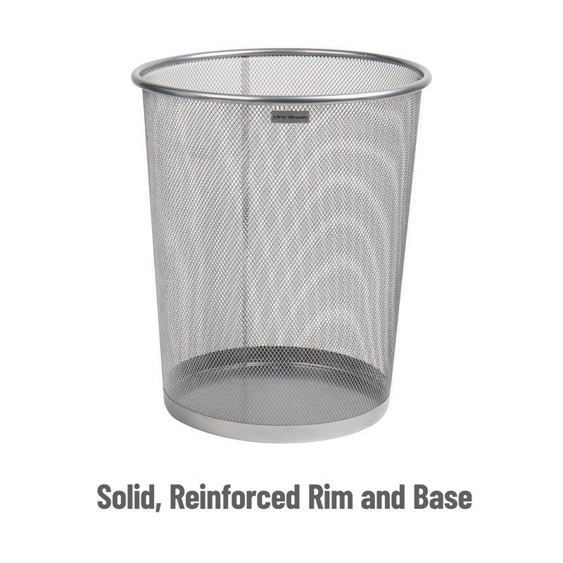 Silver Stainless Steel Mesh Office Trash Can, 12" x 14.5"