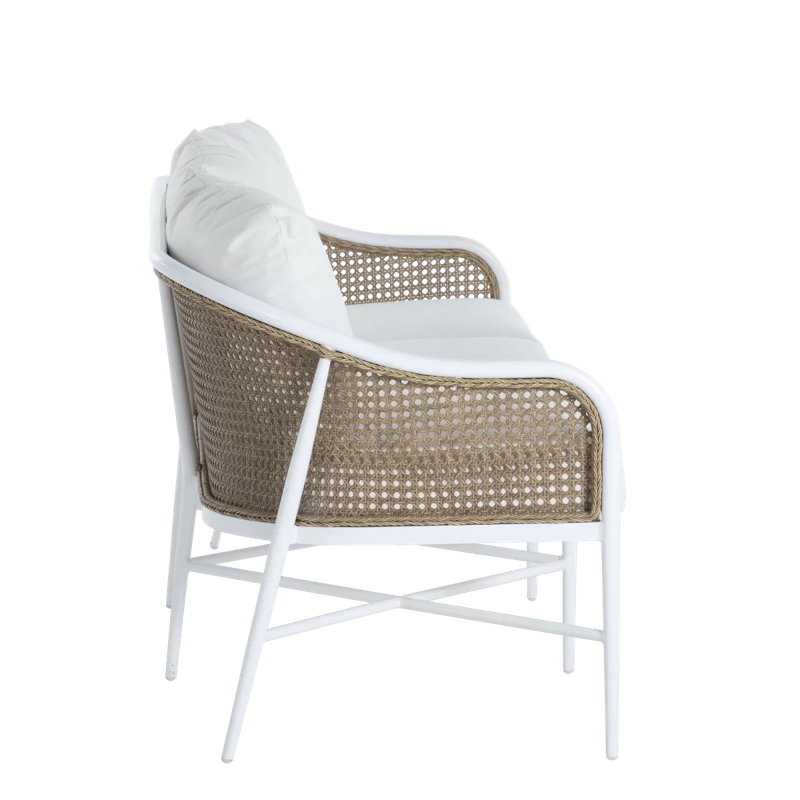 Havana Euro Sofa In Linen Fabric With No Welt, Dove White