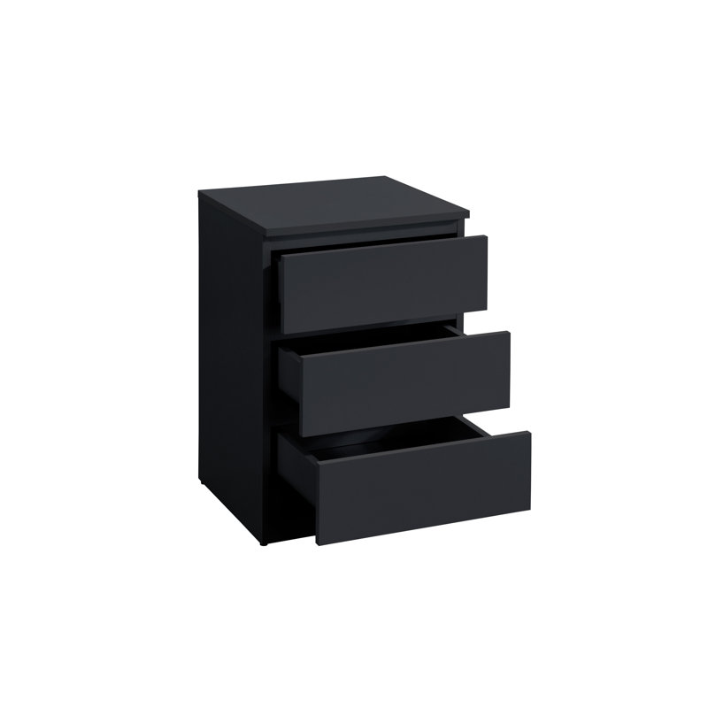 Marqita 3 Drawer Bedside Table, Black