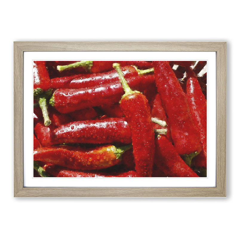 Red Chilli Peppers - Framed Print, Oak Framed, 36cm H x 48cm W x 2cm D