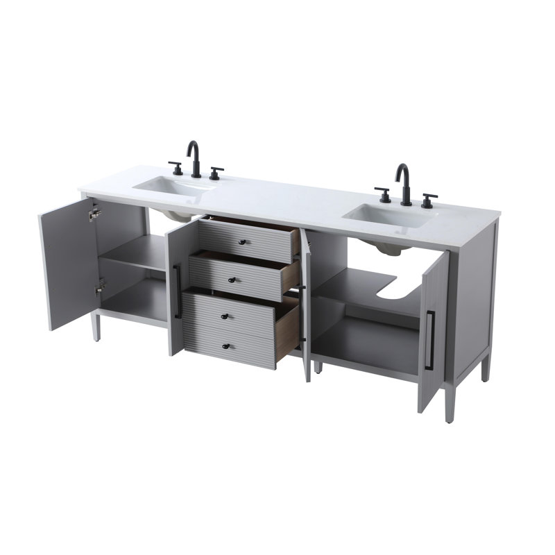 Meuble-lavabo double 84 po, Gris