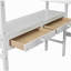 Lit mezzanine double avec deux tiroirs, tablettes de rangement et tiroirs