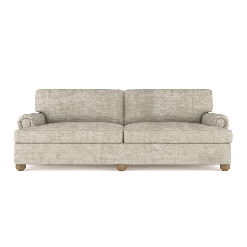Leroy Rolled Panel-Arm Daybed with Bun Feet, Vintage Leather Chocolate, Weathered