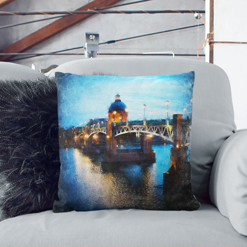 Saint-Pierre Bridge in Toulouse France Cushion with Filling, 55cm H x 55cm W x 20cm D