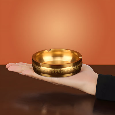 Solid Brass Ashtray For Home And Office - Heavy Duty Smoke Tray With Anti-Fly Ash Design - Elegant Decorative Piece For Living Room, Business, Hotel