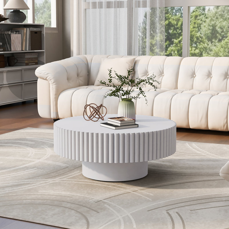 Table basse ronde en bois massif de 32 po Lorven, Bois blanc