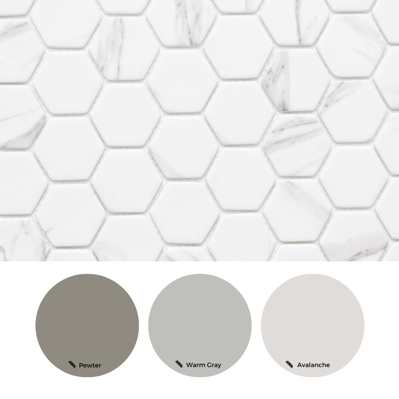 Recycled 1.88" x 1.88" Glass Honeycomb Mosaic Wall  Tile, White