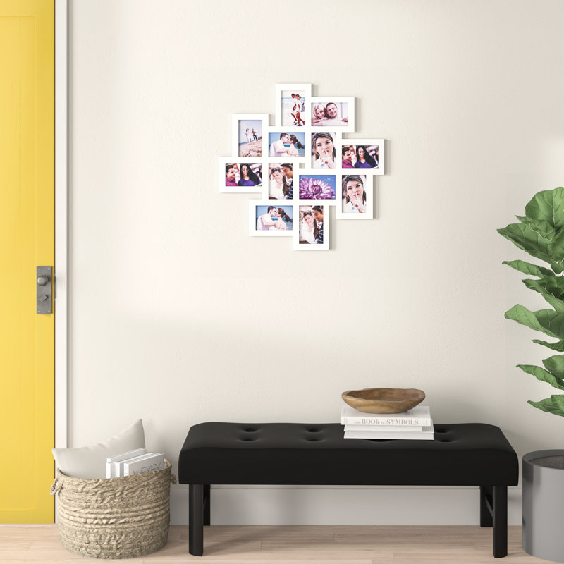 Cadre 12 photos en bois à suspendre au mur façon collage, 24,4 po x 24,6 po