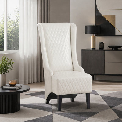 Fauteuil d'appoint à dossier haut en similicuir de 23,03 po de largeur, fauteuil à oreilles haut confortable, fauteuil de salon avec pieds rembourrés et en bois doux, fauteuil d'appoint moderne pour le salon, la chambre à coucher